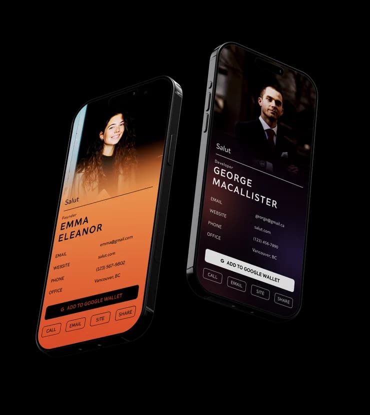 Kikou digital business card on a phone screen